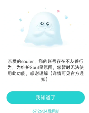 soul对方因违反规定不能回复是为什么 soul对方因违反规定不能回复是封多久