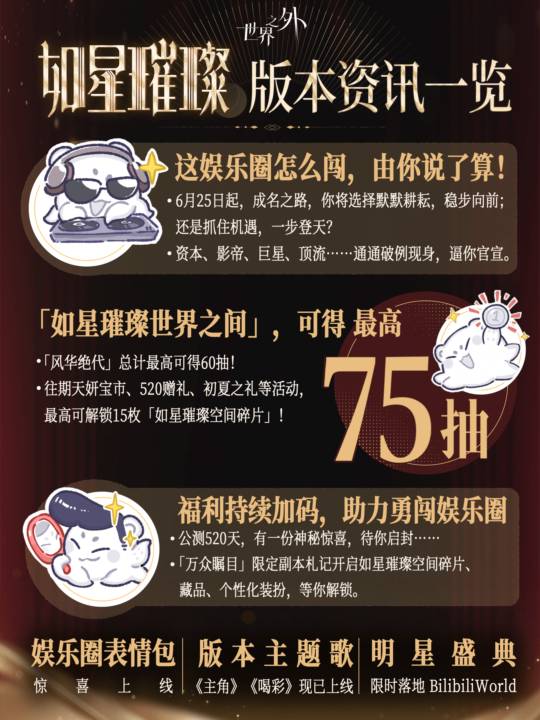 《世界之外》娱乐圈主题版本⌈如星璀璨⌋上线!版本资讯,一篇看完!